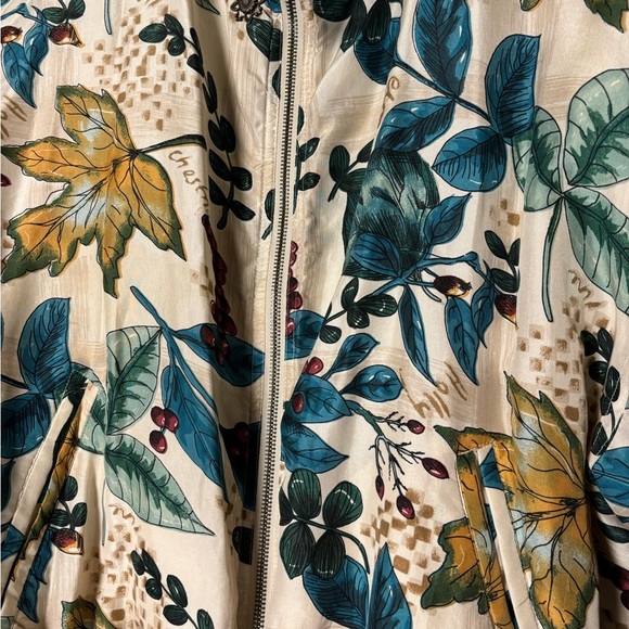 Vintage East West Silks 100% Silk Full Zip Jacket with Fall Vibes- Size Medium - Picture 6 of 6